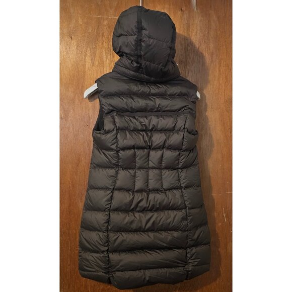 Athleta CYA Downieville Fur Goose Down Puffer Hooded Vest NWOT XS Green Olive - Picture 2 of 10